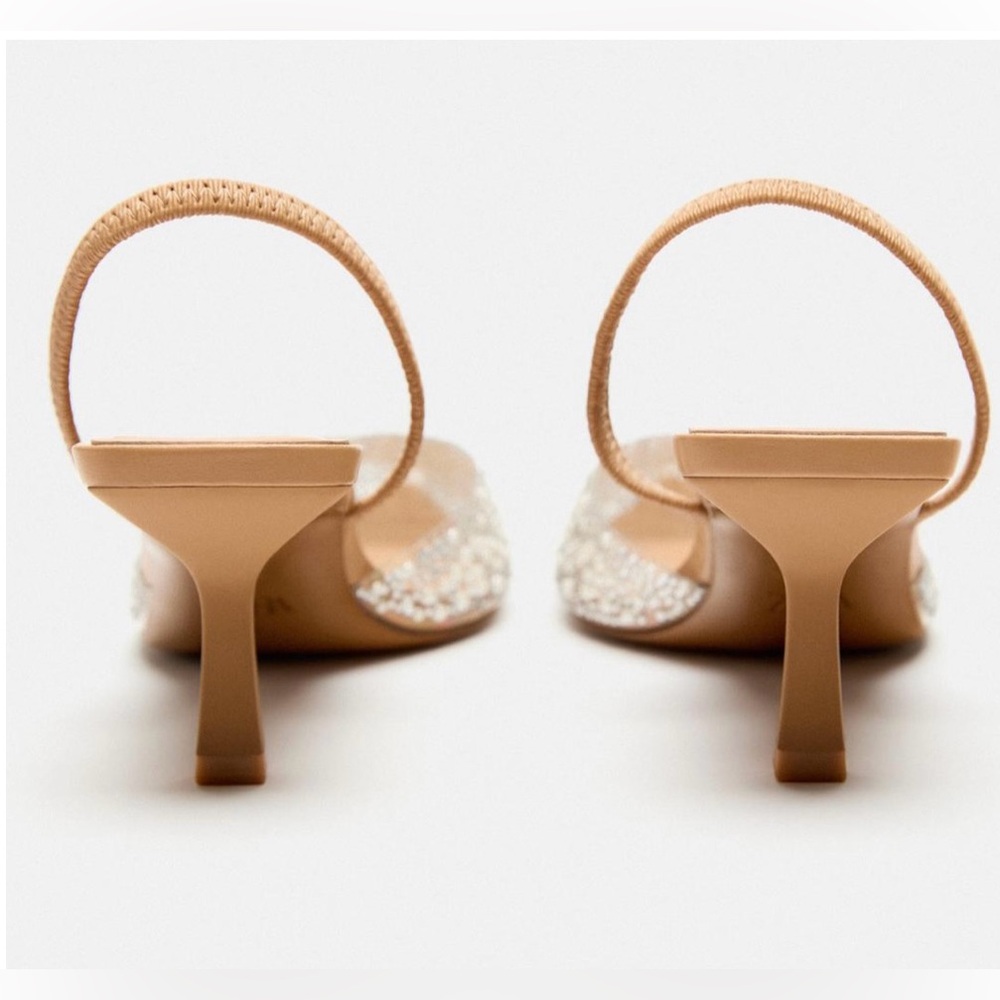 Zara PEARL HEELED SLINGBACKS